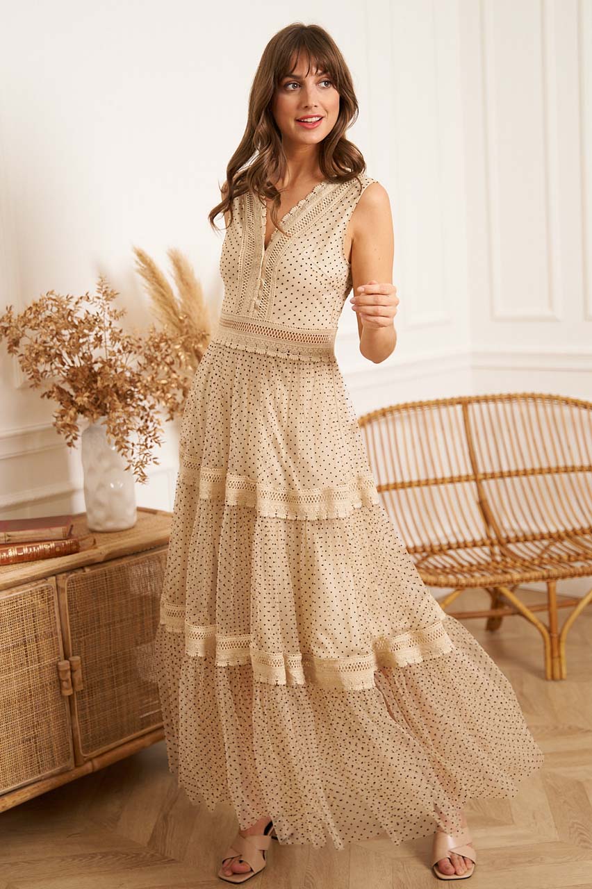 romantic vintage φόρεμα πουά tulle Abbey