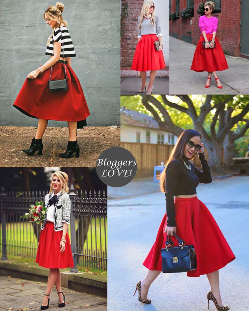 vintage 50s φούστα full skirt Paula red