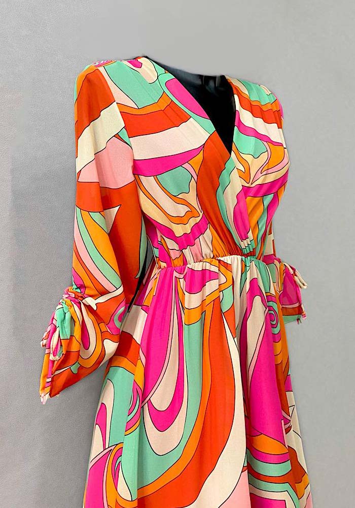 70s vintage maxi φόρεμα Diara fushia