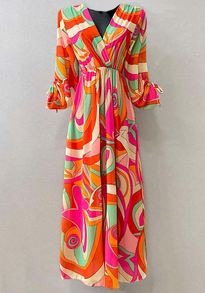 70s vintage maxi φόρεμα Diara fushia