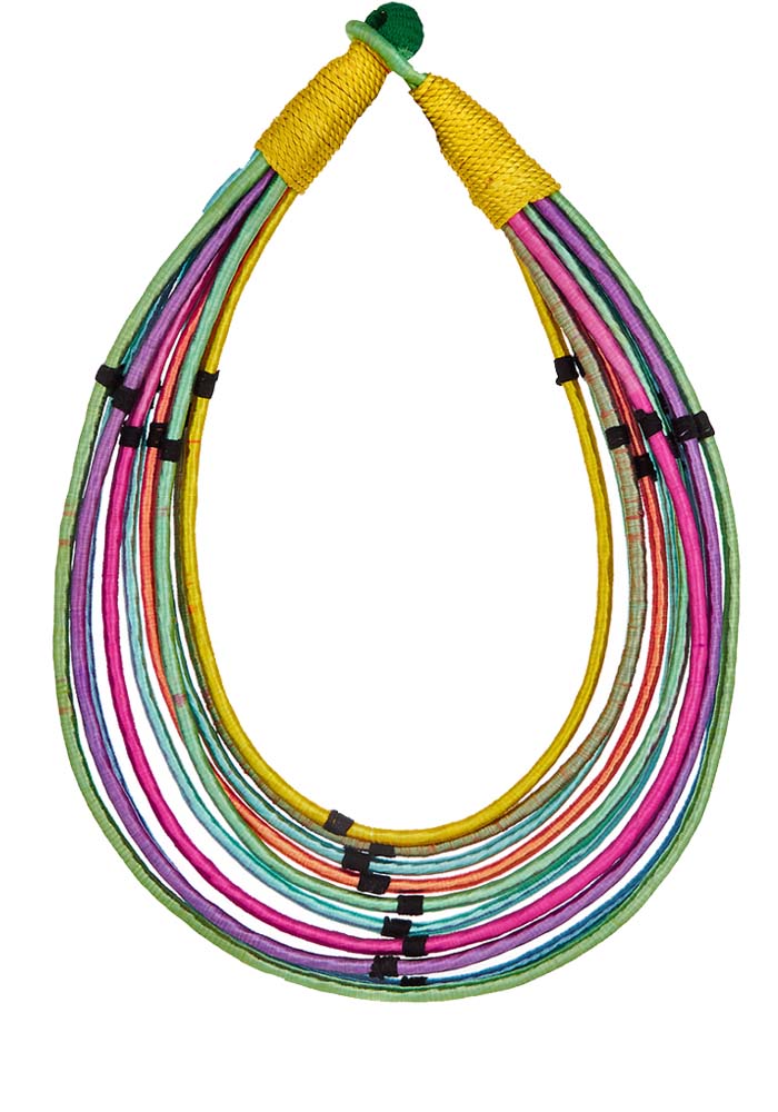 handmade κολιέ silk ropes multicolour
