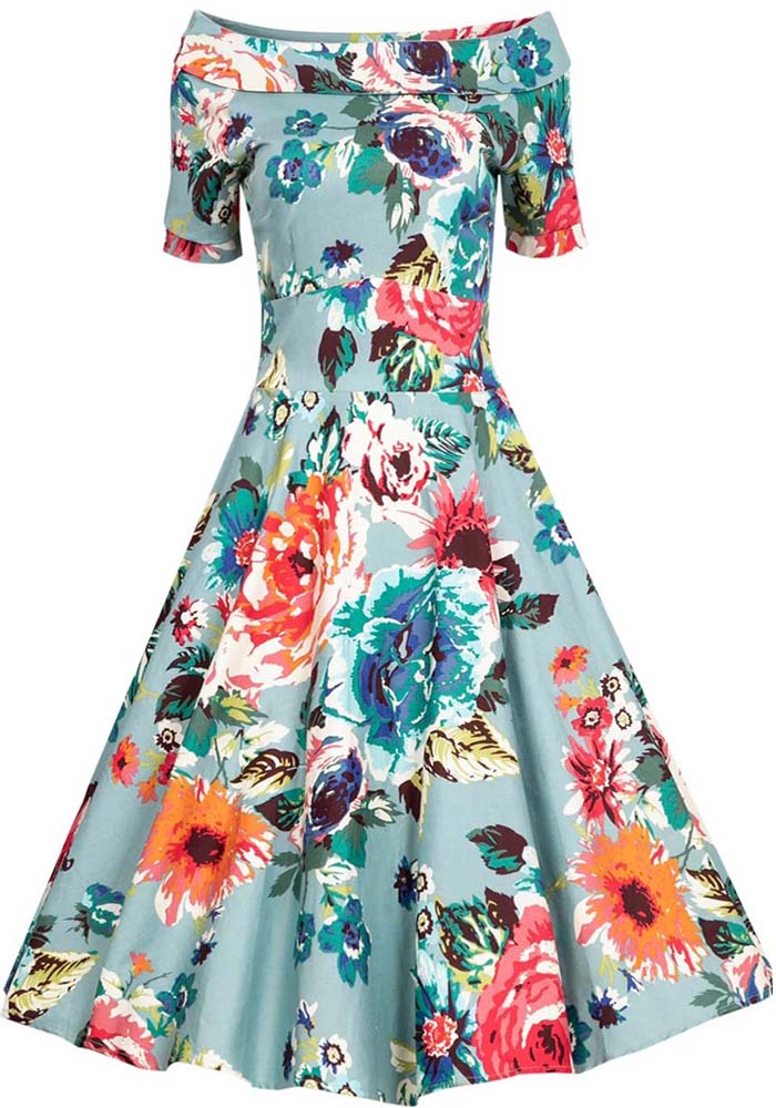 vintage 50s floral φόρεμα Darlene
