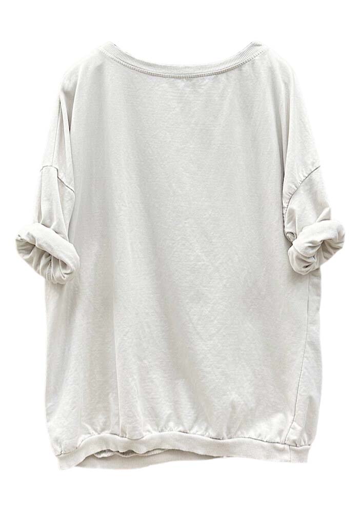 casual μπλούζα cotton vintage σε λευκό