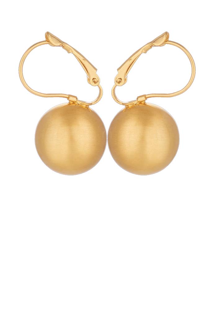 μεταλλικά σκουλαρίκια με ματ χρυσή μπίλια 